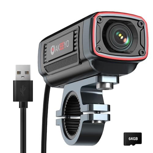 AKY-710S Motorcycle Camera 4K 28fps, 2K 55fps, Wide-Angle 142°, IP67, 5MP, Loop & Emergency Recording, Parking Monitor, Motorcycle Bike,Outdoor Sports, Rechargeable, 64GB Card Included
