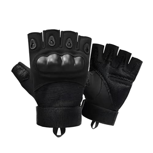 AUTOGUYS HF-1 Half-Finger Bike Riding Gloves TPR Knuckle Protection Tactical Hand Gloves for Bike - Bike Gloves Men Bike Accessories Washable Fabric (Size: XL, Black)