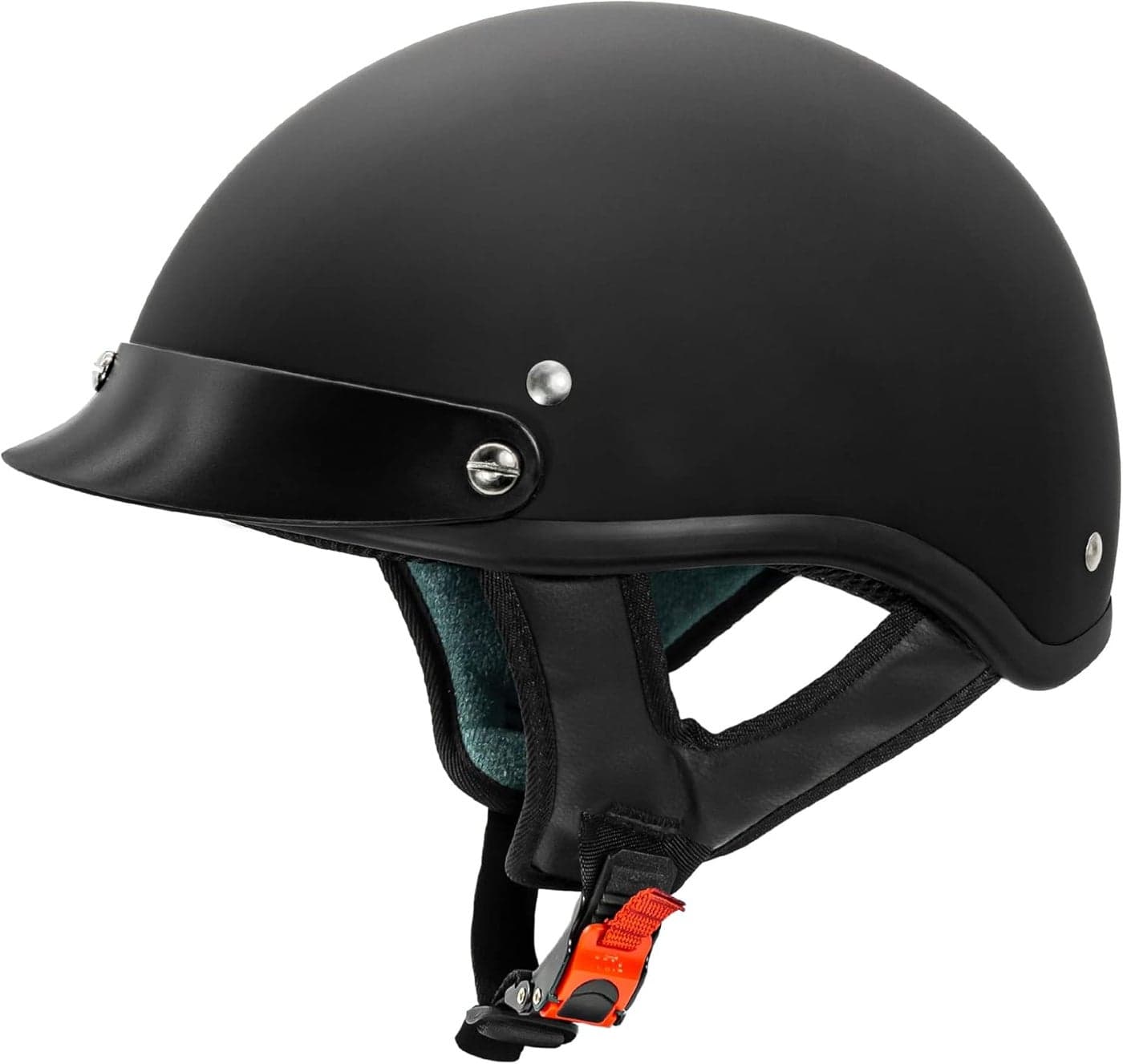 VCAN Cruiser Solid Flat Black Half Face Motorcycle Helmet (Small)