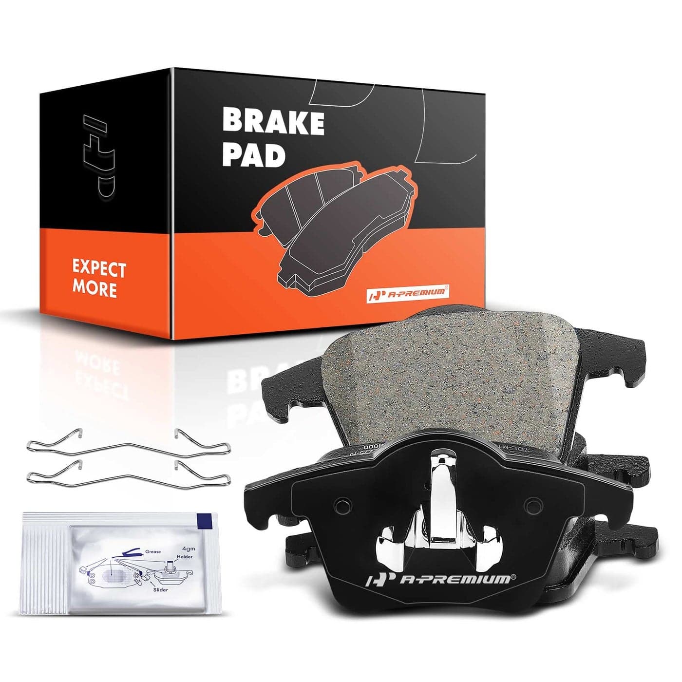 APremium Rear Ceramic Disc Brake Pads Set Compatible with Select Volvo Models XC90 2003 2004 2005 2006 2007 2008 2009 2010 2011 2012 2013 2014 with Hardware 4 Pcs