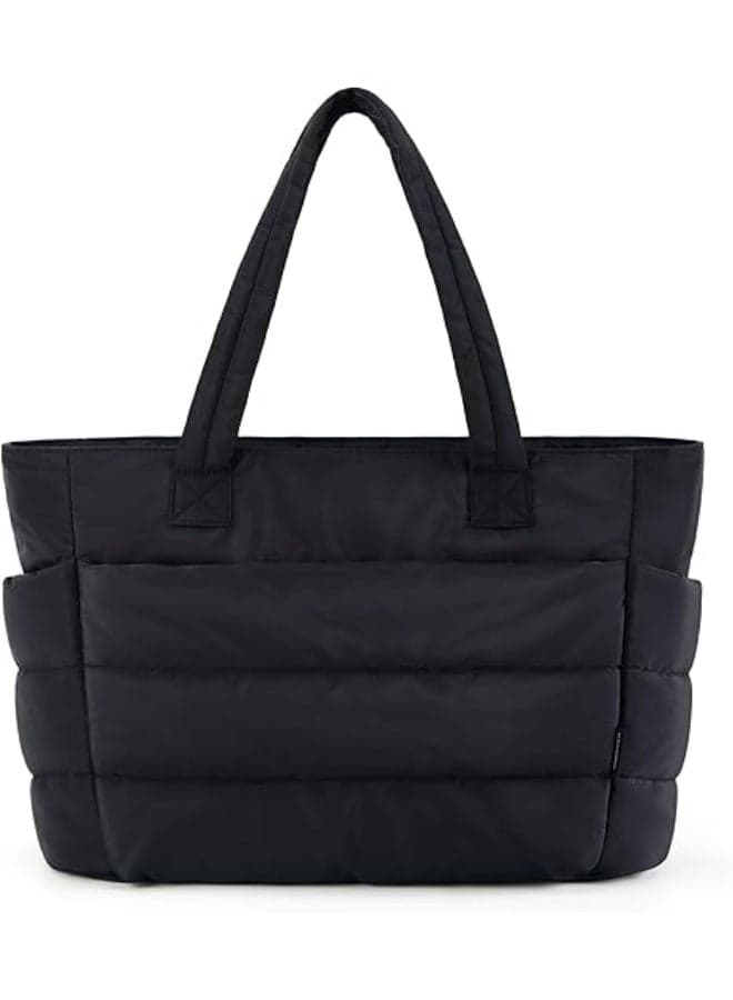 Tote Bag for Women, Lightweight Puffy Tote Bag with Compartments, Quilted Shoulder Bag Handbag for Travel, Work