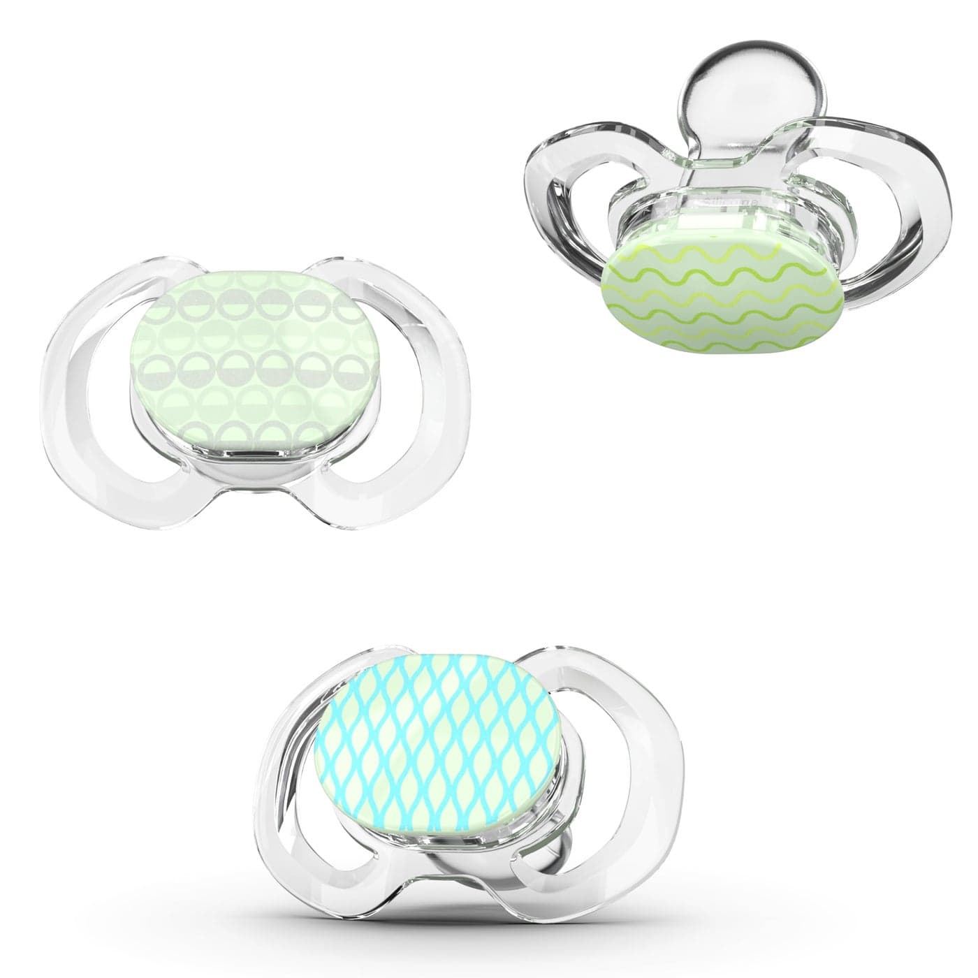 Smilo Baby Pacifier with Orthodontic Design for Healthy Dental Development Stage 3 for Babies 9 Months Pack of 3X 100 Silicone Pacifiers BPA Free GlowinTheDark