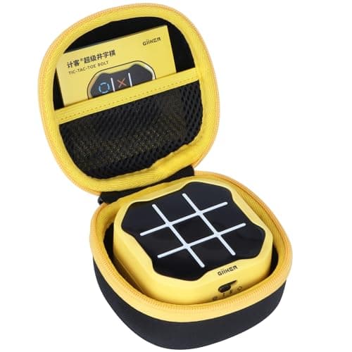 Lebakort Storage Case Compatible with GiiKER Tic Tac Toe Bolt 3-in-1 Handheld Puzzle Console Fidget (Black + Yellow Case)