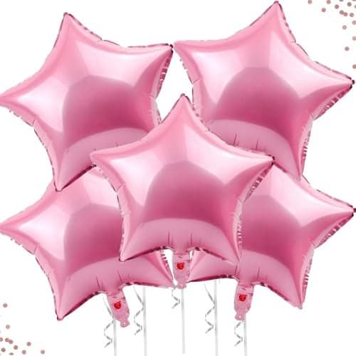 Pop the Party Pink 18" Star Foil Balloon – Party Decoration for Birthday, Bridal Shower, Wedding, Baby Shower – Helium or Air Compatible
