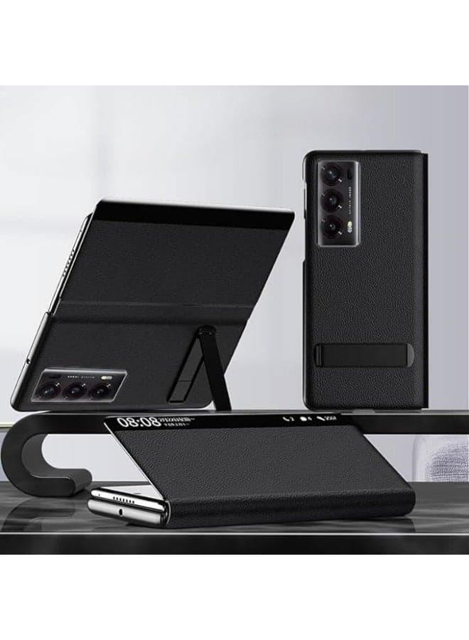 Compatible with Huawei Honor Magic V2 5g Case Luxury Premium Leather Smart Touch Silde Window View Flip Cover with Bracket for Honor Magic V2
