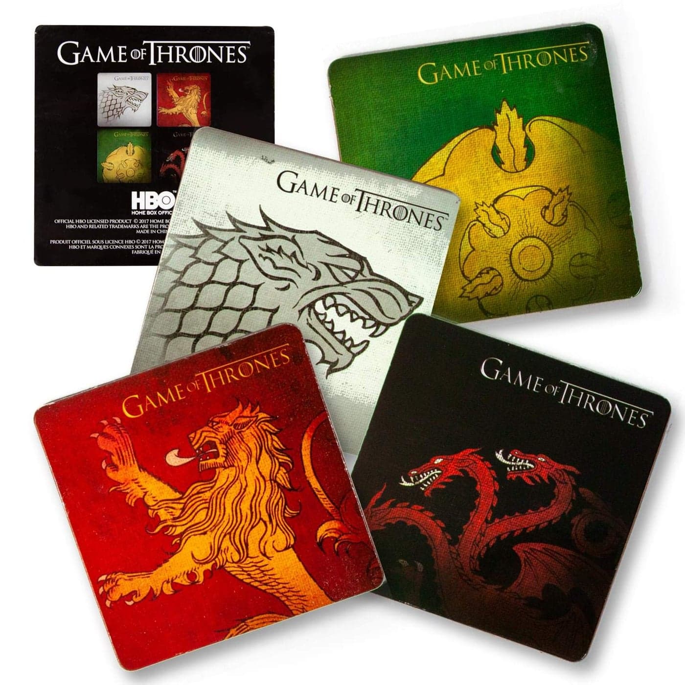 Game Of Thrones Coasters Nerd Block Exclusive Drink Coaster Pads Featuring Game Of Thrones House Emblems Set Of 4