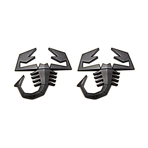 2 PCS 3D Scorpion Emblem Badge Car Side/Rear/Front Decorations Metal Sticker Decals Logo (Black)