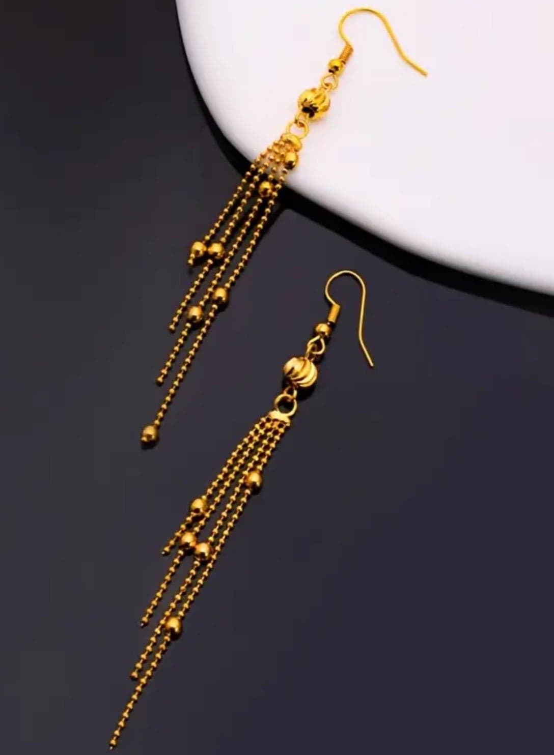 Elegant 21k Gold Plated Drop Earrings For Women