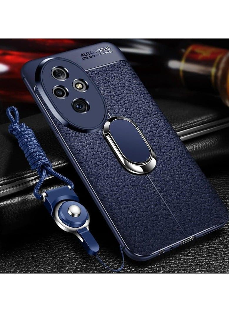 Honor 200 Pro (2024),Magnetic Suction Anti-fall Shockproof Hard Case,Leather Ultra-Thin Protective Cover with Wrist Strap and Finger Ring