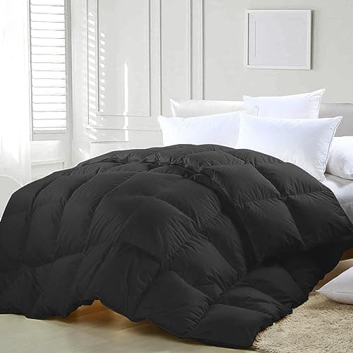 zzlamb All Season Warm Feather Down Comforter Lightweight Duvet Insert, Durable Cotton-Blended Down Proof Shell Duvet Insert with Corner Tabs, Light Comforter King Size 106''x90'' White