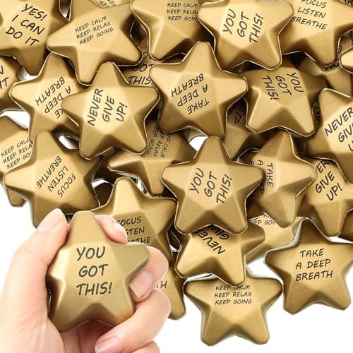 Deekin 36 Pieces Star Stress Balls Mini Foam Ball Stress Relief Squeeze Toys Mini for Kids Teens and Student Adults Gifts Bag Fillers at Work School HomeMotivational16 Inch