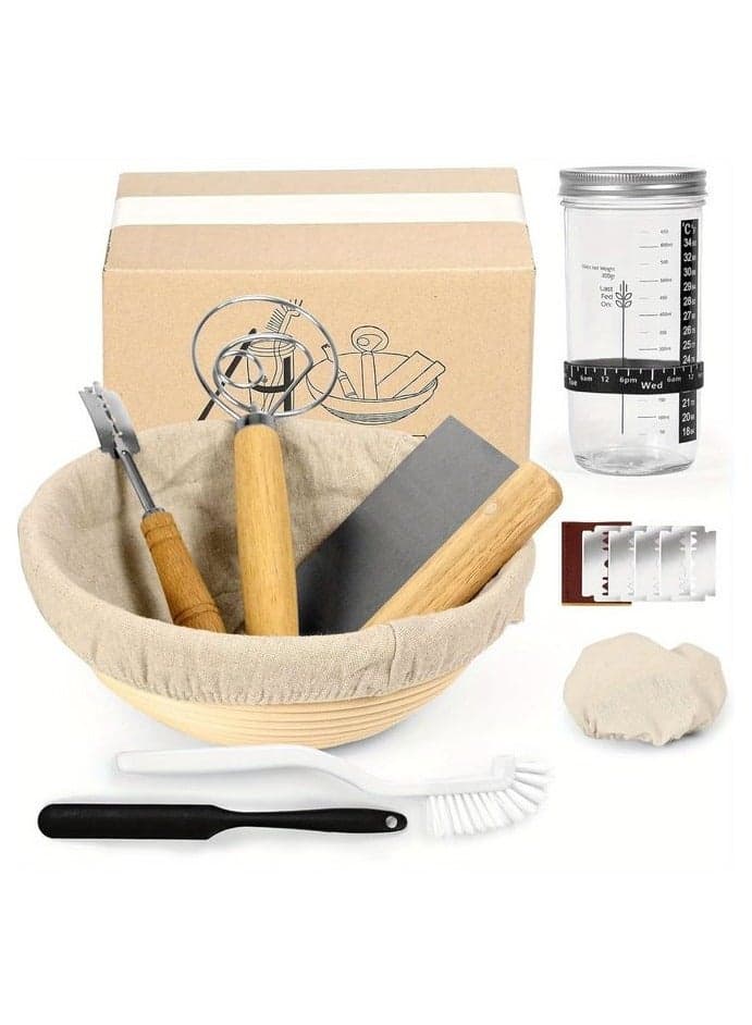 1pc Round Bread Banneton Proofing Basket,Sourdough Proofing Basket kit for Artisanal Baking – Bread Making Tools For Professional Home Bakers