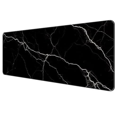 Dynippy Thin Extended Gaming Mouse Pad 315 118 008 inch with Stitched Edges Large Mousepad Long XXL Keyboard and Mouse pad Desk Mat for Gaming Office Home Black White Marble