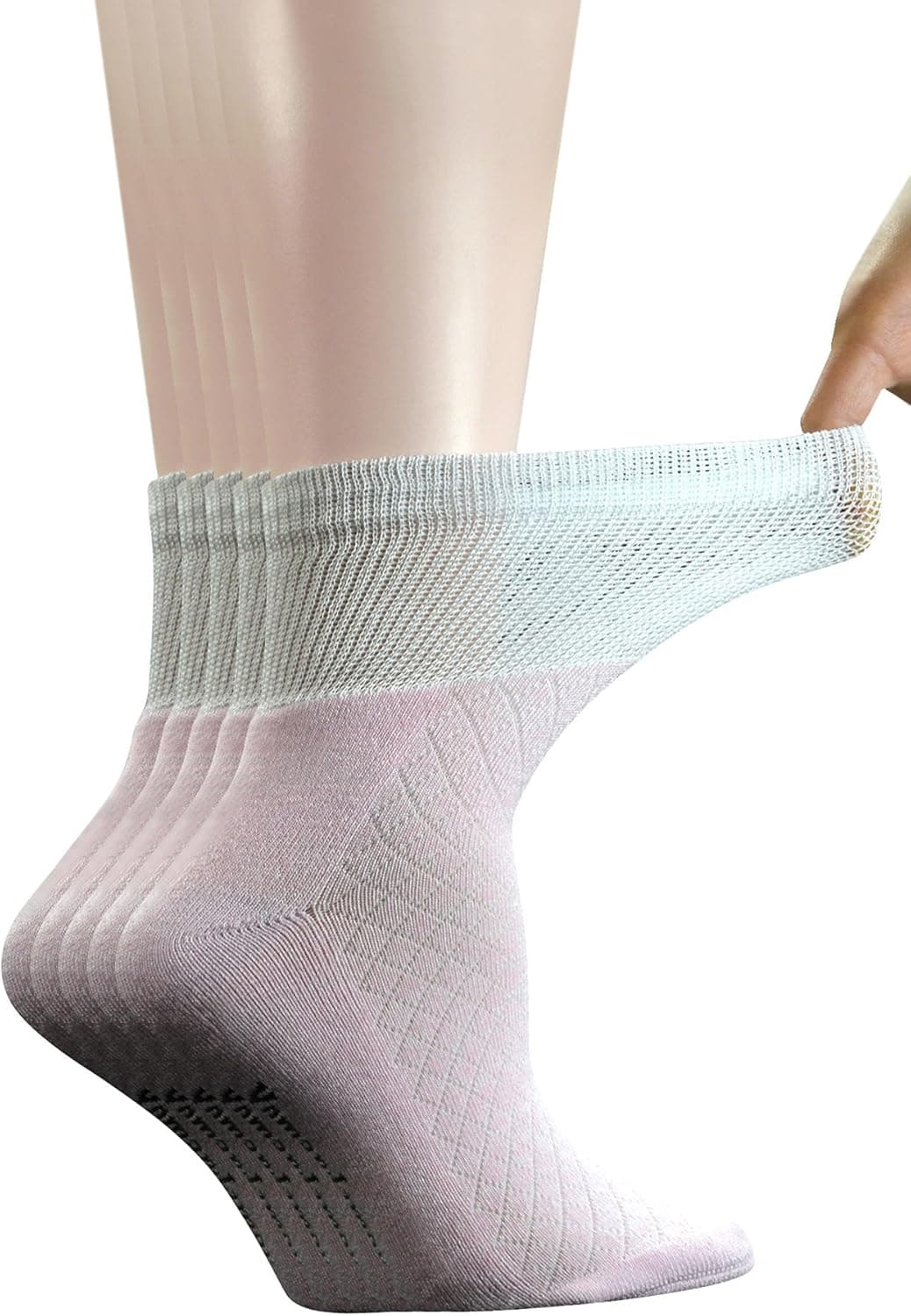 Yomandamor 5 Pairs Womens Quarter Breathable Diabetic Socks with Seamless Toe and Cushion Sole