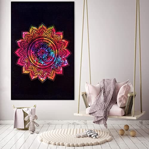 Handicraft-Palace Multi Ombre Mandala Tie Dye Printed Wall Hanging Cotton Poster (30"x40" Inch)