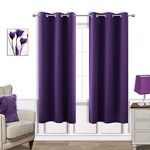 KOUFALL Purple Curtains 72 Inches Long for Bedroom Closet Door 2 Panels Set Royal Purple Curtains for Living Room 42x72 Inch Length