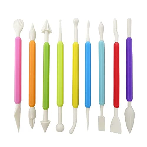 Honbay 9PCS Plastic Fondant Sculpture Pen Knife Tools Cake Decorating Hand Tools Pottery Sculpting Modeling Tools for Cake Flower Sculpture Pottery