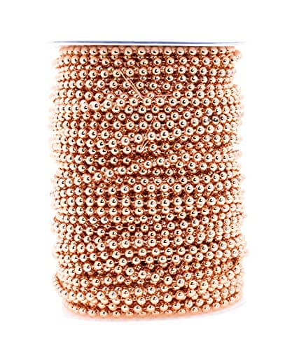 Mandala Crafts Faux 4mm Rose Gold Pearl Beads Chain Roll 44 Yards Pearls Garland Strand Strings for Wedding Decor Floral Arrangements Christmas Trees Event Decorations