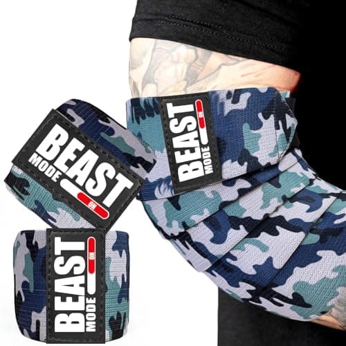 STEIGEN FITNESS BEAST MODE Elbow Wraps for Weightlifting Elbow Support For Gym Elbow Straps for Weight Lifting GYM Training. (Camo Grey)
