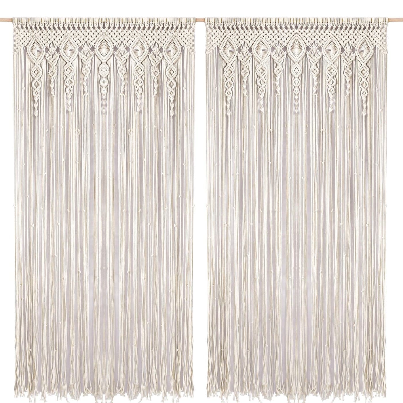 Foreate Boho Macrame Doorway Curtains for Windows Large Macrame Wall Hanging Handmade Window Curtain for Living Room Bedroom Wedding Backdrop Bohemian Home Decor 2 Panel 79 L x 35 W