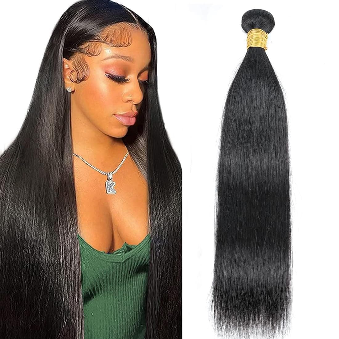 Human Hair 1 Bundle 10A Brazilian Straight Human Hair One Bundle 24inch 100 Unprocessed Virgin Human Hair Straight Weave Bundle Raw Single Bundle Deals Natural Black for woman