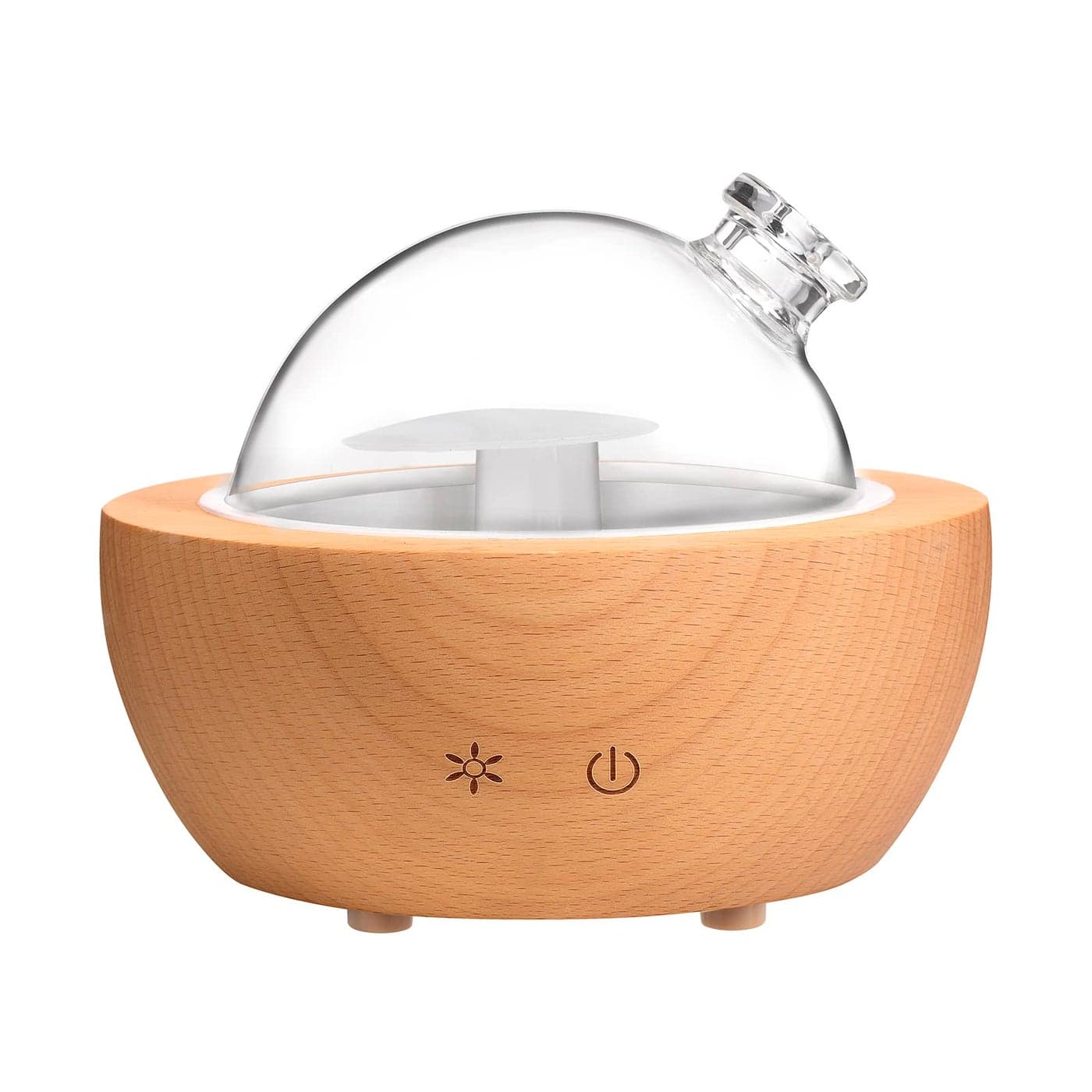 KAKODA Glass Aromatherapy Essential Oil Diffuser 200ml Natural Wood Base Desktop Ultrasonic Aroma Diffuse Essential Oil HumidifierLED Light Available in 7 Colors Suitable for Home Office Bedroom