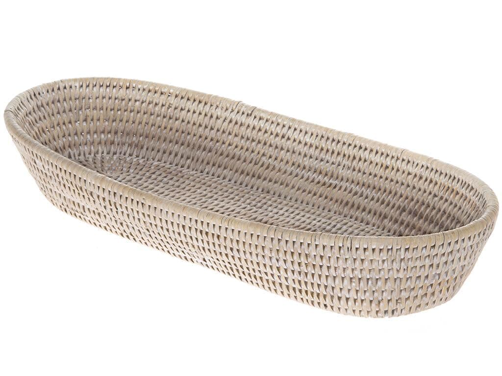KOUBOO La Jolla Rattan Bread Basket White Wash Large