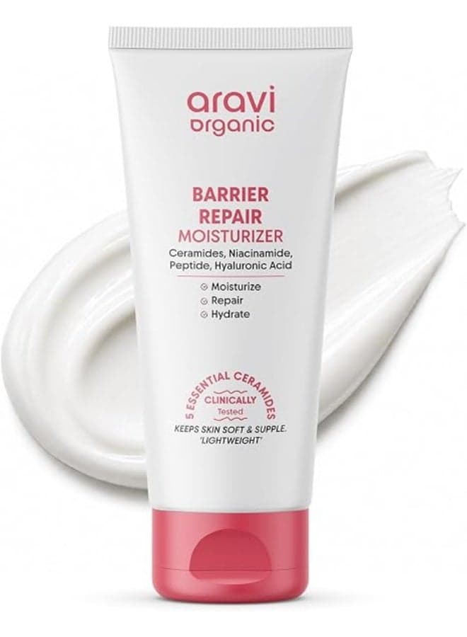 Aravi Organic Barrier Repair Face Moisturizer with Ceramide, Niacinamide & Hyaluronic Acid | Oil-Free Daily Hydrating Moisturizer | Lightweight, Non-Comedogenic | For Dry, Oily & Combination Skin