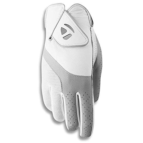 TaylorMade Golf 2019 KALEA WOMEN'S GOLF GLOVE, WHITE/GRAY, WORN ON RIGHT HAND, SMALL