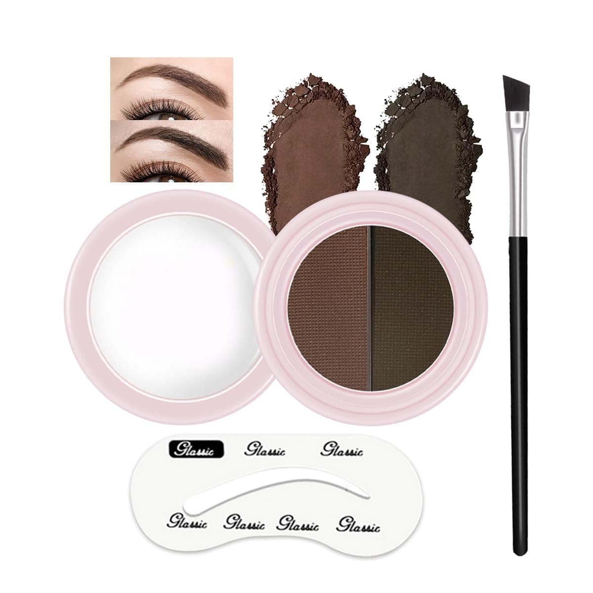Eyebrow Care Kit 4d Laminated Brow Grooming KitEyebrow Powder with StencilsEyebrow Brush with Eyebrow Gel Waterproof Eye Brow Contouring Natural Brows Makeup 102