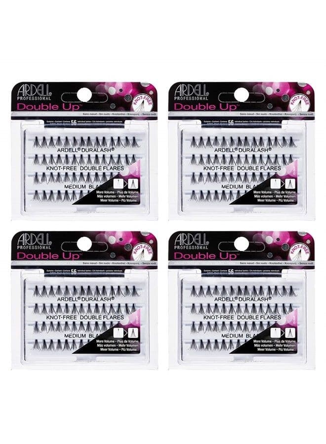 False Eyelashes Double Up Individuals Knot-Free Medium Black 4 Pack
