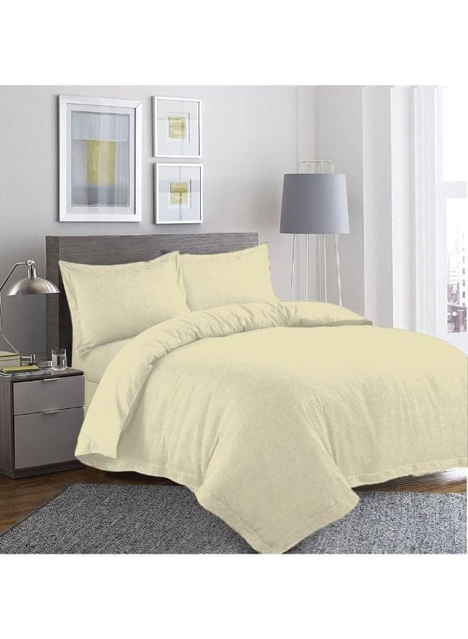 Orchard Exclusive (Cream) King Size Flat Sheet,Duvet cover and Pillow covers (Set of 6 Pcs) Cotton percale Weave, Soft and Luxurious, High Quality Bed linen -180 TC