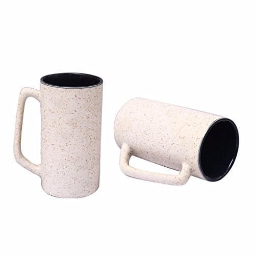 Caffeine Handmade Ceramic White Matte Milk Mug (Set of 2)