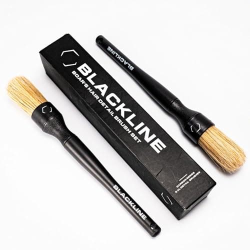 Blackline Car Care Boar Hair Detailing Brushes Luxury Car Detailing Brush Set for Interior and Exterior Best Auto Detailing Brushes Premium Hair Car Detailer Brushes Boars Hair Bristles