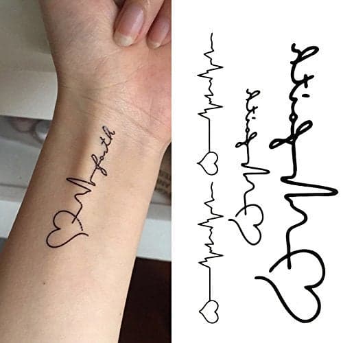 Oottati Small Cute Temporary Tattoo Love Heartbeat (Set of 2)