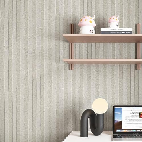 Livelynine 15.8x394 Beige Wood Panel Peel and Stick Wallpaper Tan and White Striped Wallpaper for Bedroom Modern Living Room Wall Paper Stick on Wood Panels for Wall Decor Wood Contact Paper for Walls
