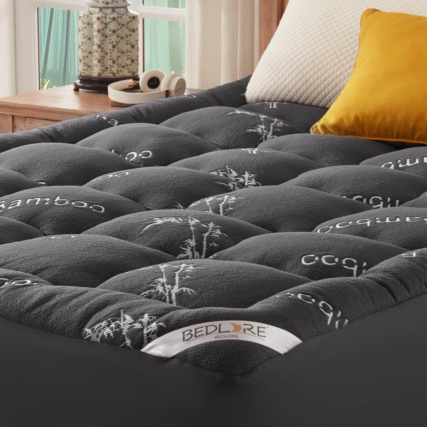 BEDLORE King Mattress Topper Viscose Derived from Bamboo Thick Pillow Top Mattress Pad with Stretchable Pockets for 618 Mattress Soft Breathable Mattress Topper for Back Pain ReliefDark Gray