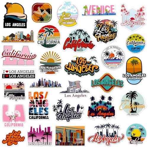 Konohan 30 Pcs Los Angeles Souvenirs Gifts Los Angeles Magnet for Refrigerator City Magnetic Fridge Stickers for Home Decoration