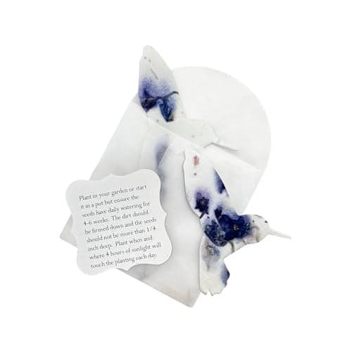 Set of 24 Purple Hummingbird Seed Paper – Writable & Plantable Wildflower with Envelopes & Planting Guides, Gift for Plant Lover, Use for Funeral, Memorial, & Celebration of Life