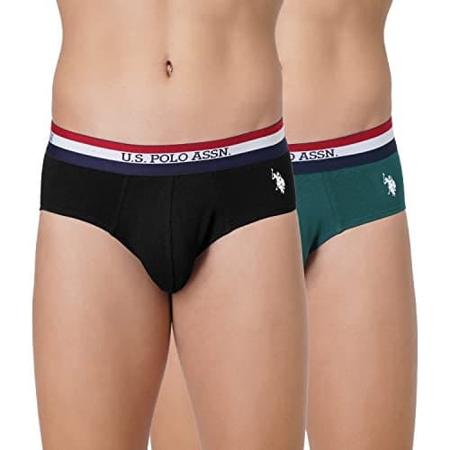 U.S. POLO ASSN. Mens EB002 Anti Microbial Signature Cotton Stretch Underwear Brief -Pack of 2