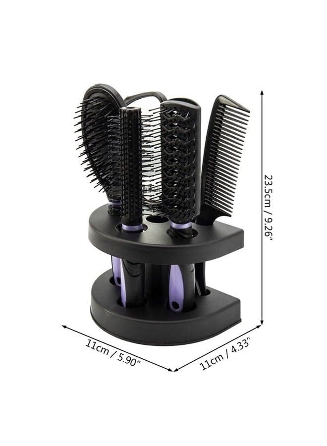 5 Pcs Hair Combs Set Professional Salon Hair Cutting Brushes Sets Salon Hairdressing Styling Tool Mirror And Holder Stand Set Dressing Comb Kits for Women and Men,Purple