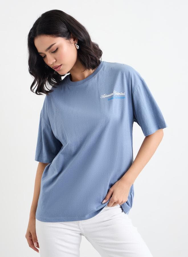 Styli Embroidered Slogan Oversized T-Shirt