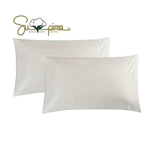 ELINEN 100% Supima Cotton 600 Thread Count Queen Pillowcase Set of 2, Luxury Hotel Pillow Cases,Soft & Silky Sateen Weave, Premium Quality Stardand Pillowcase 2 Pieces (Ivory, STD)