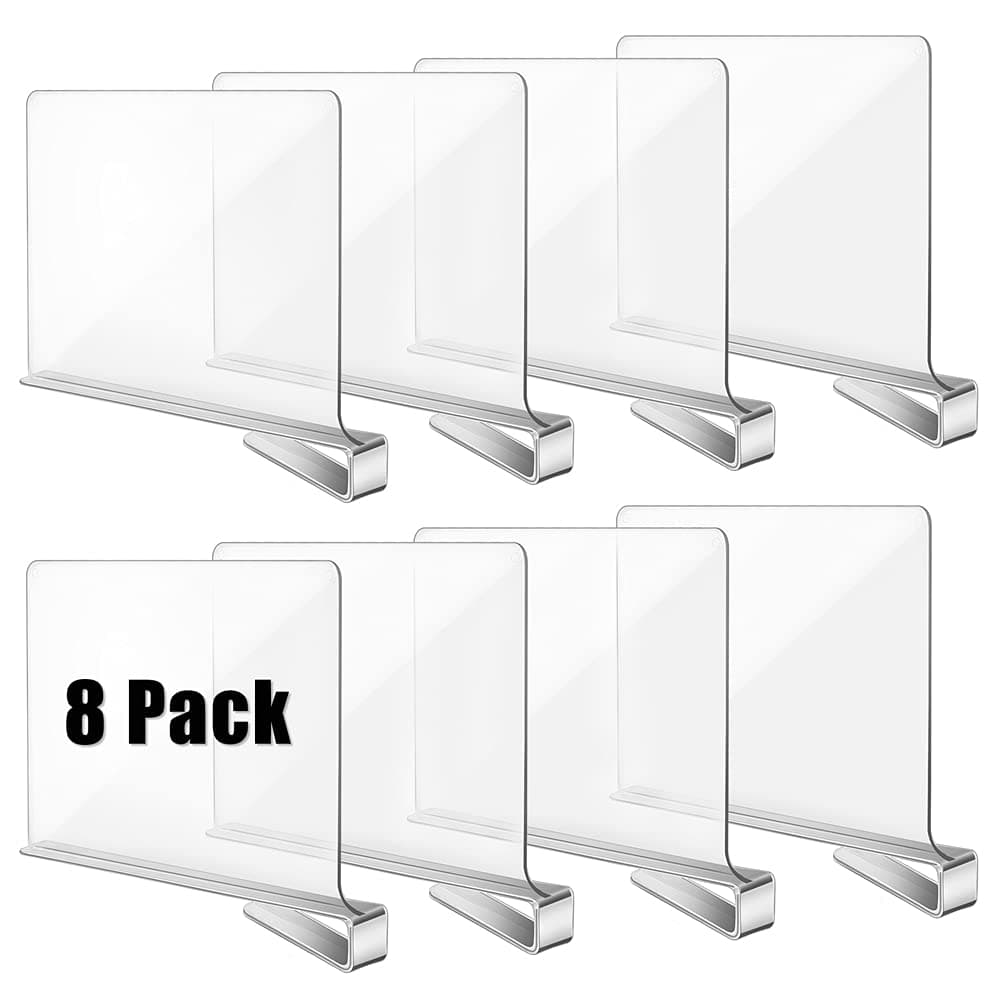 Okydoky Acrylic Shelf Dividers for Closet Wood Closets Shelf Separator and Organizer Transparent Closet Organizer Divider for Kitchen Cabinets Bookcases8pUK