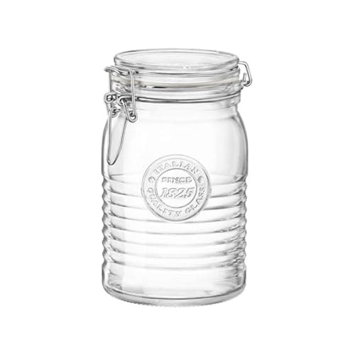 Bormioli Rocco Officina 1825 Clear Jar with Swing Top for Storing Pasta, Rice, and Dry Foods, 33.75 oz., Set of 6