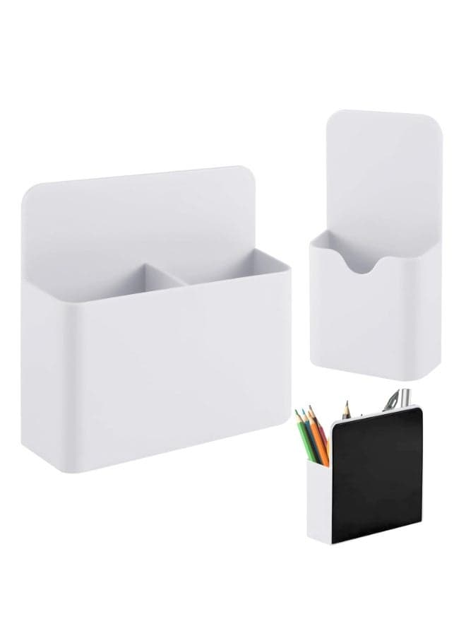 2-Pack Magnetic Pen Holders - Adjustable ABS Organizer with Full-Back Magnet for Whiteboard, Fridge, Lockers