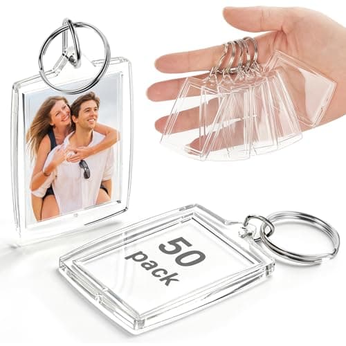 BBeary Clear Acrylic Photo Keychain Frame, Double-Sided Insert Picture Holder with Metal Key Ring, Fits 1.83 x 1.28 in Photo Inserts, DIY Crafts Party Favors Gifts, 12 Pack