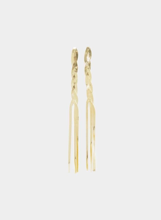 Gold Plait Dangle Earrings