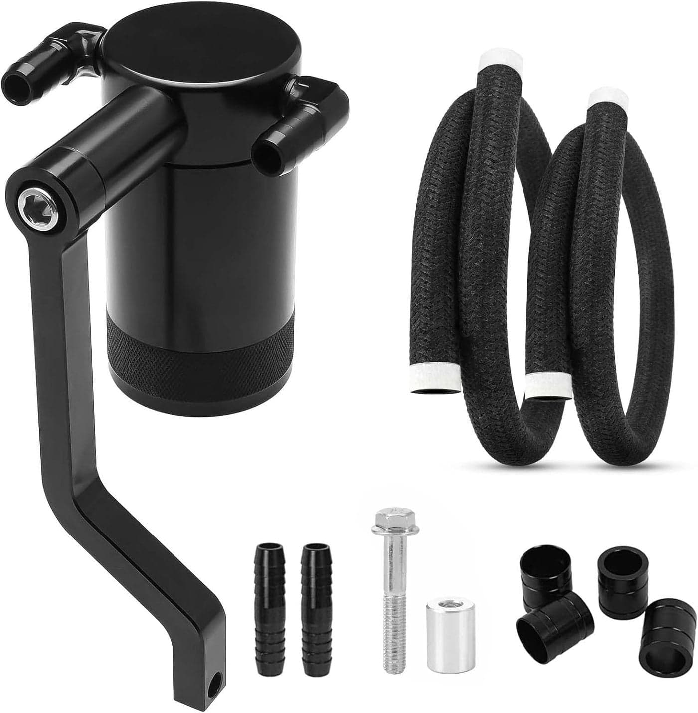 6.4L Billet Oil Catch Can Kit with Z-Bracket Technology for Dodge Charger, Challenger, Chrysler 300 - Black