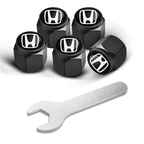 Tire Valve Stem Caps for Honda Civic FIT Odyssey Accord CRV HRV Accessories5 Pack Copper Tire Valve Caps with Leakproof Rubber ORings Black